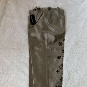 SILKLAND Hand Beaded, Side Closure, Fully Lined Pants -Size 12 (Olive Green) NEW